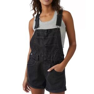 Free People Black Denim Overalls